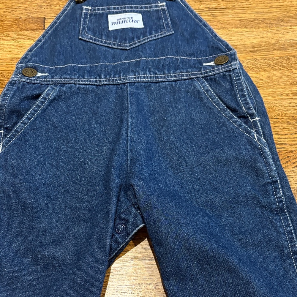 Vintage Genuine Roebucks Blue Denim Overalls for Kids Size 18 months - Picture 3 of 11